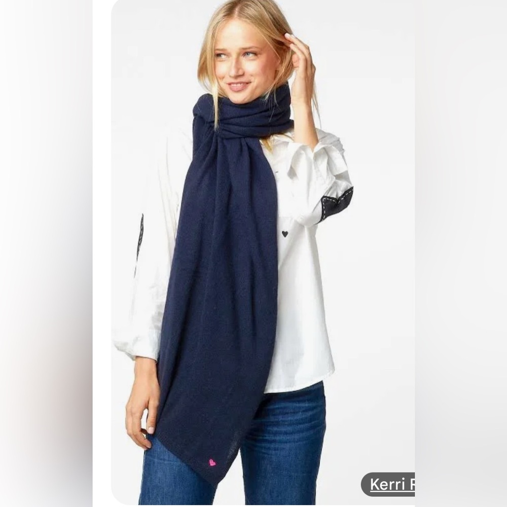 NWT Kerri Rosenthal Navy Cashmere Wrap with heart